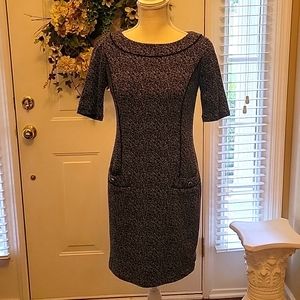 White House Black Market black white mingle short sleeve dress 2 pocket sz 4 EUC